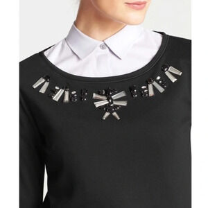 Ann Taylor • Black Embellished Beaded Blouse